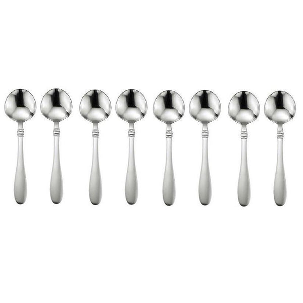 Next Day Gourmet Balustrade Set of 8 Round Bowl Soup Spoons same as Oneida Avondale